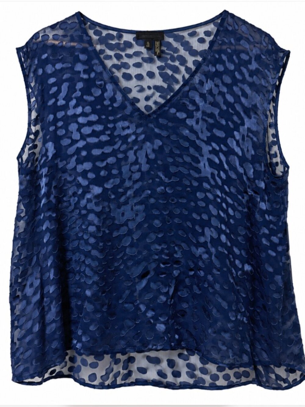 Donna Karan New York Navy Textured Burnout Sleeveless Blouse XL NWT